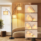 Arc LED Floor Lamp Dimmable Modern Black 3 Light Arched Tall Floor Lamp