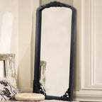 Arched Full-Length Solid Wood Carving Floor Mirror