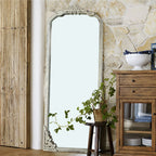 Arched Full-Length Solid Wood Carving Floor Mirror
