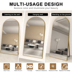 Arched Full-Length Standing Wood Floor Mirror, Wall Mirror