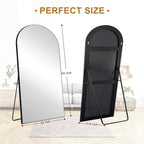 Arched Full-Length Standing Wood Floor Mirror, Wall Mirror