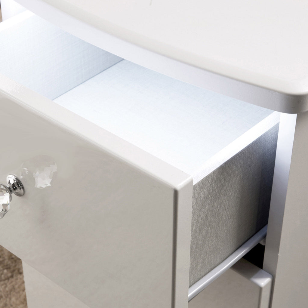 Commode profonde Aria blanche brillante avec éclairage LED, 4 tiroirs