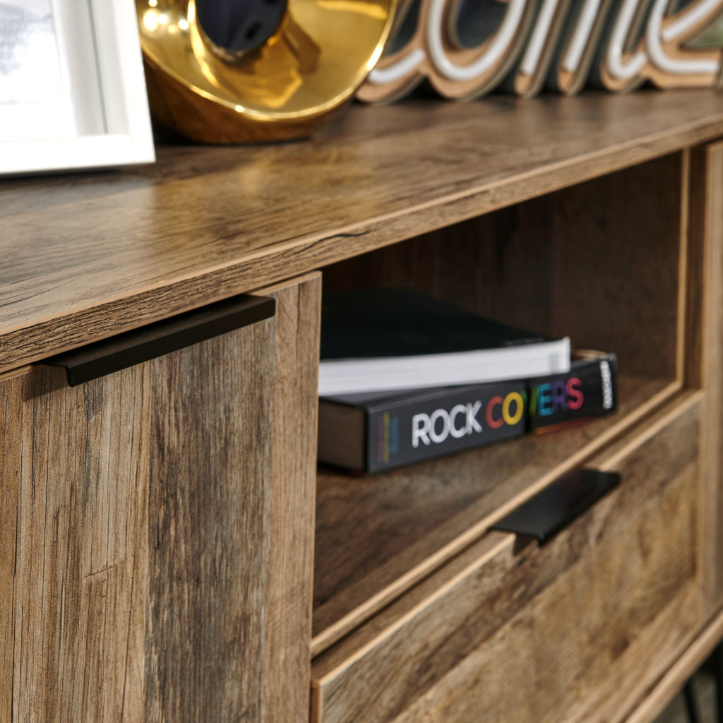 Meuble TV large Moreno en chêne rustique, 2 portes et 1 tiroir