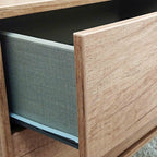 Meuble mi-mollet Asher en chêne clair à 3 tiroirs avec pieds noirs