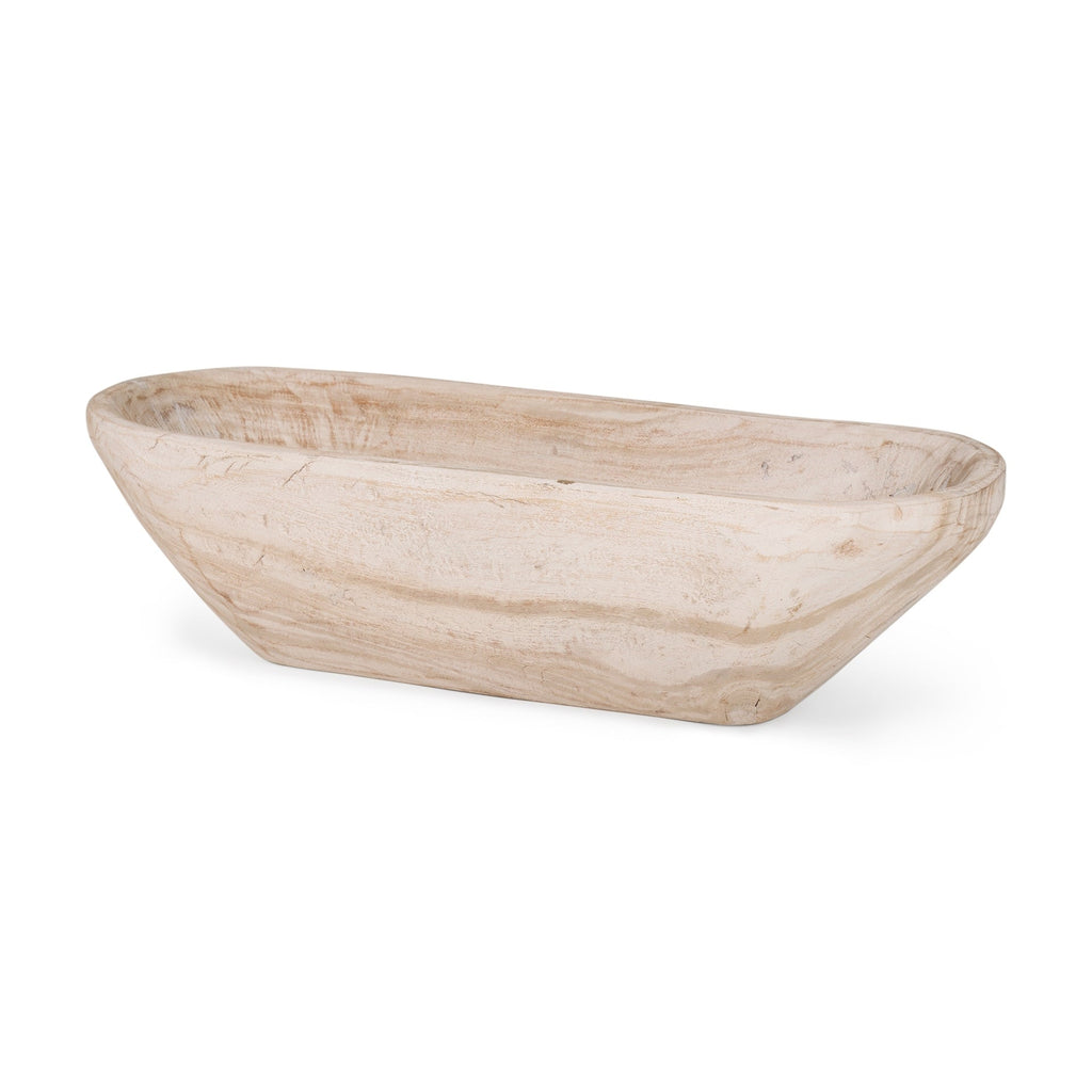 Athena Extra Large Oblong Black-Brown Reclaimed Wood Bowl - 26.0L x 10.0W x 7.0H