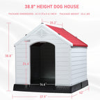 BOSSIN Plastic Dog House for Small to Large Sized Dogs, Indoor Outdoor Insulated Doghouse Puppy Shelter with Elevated Floor