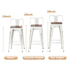 Bar Stools With Back set of 4 Industrial Metal Barstools with Wooden Seats