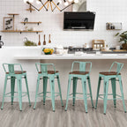 Bar Stools With Back set of 4 Industrial Metal Barstools with Wooden Seats