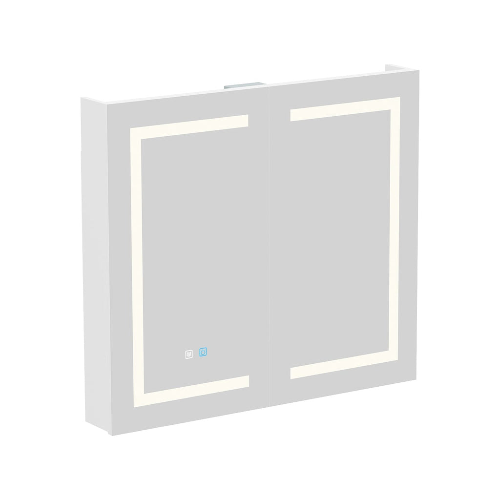 Bathroom Medicine Cabinet LED Mirror Anti-Fog 6000K Wall Cabinet White