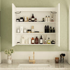 Bathroom Medicine Cabinet LED Mirror Anti-Fog 6000K Wall Cabinet White