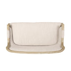 Beige Brown Wood Loveseat Sofa with Rubber Wood Frame