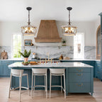 Bella Depot 5-Light Rustic Cage Wood Chandelier Dimmable Lighting, 15.7 Adjustable Farmhouse Pendant Light for Kitchen Island