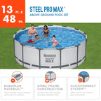 Bestway Steel Pro MAX Round Above Ground Swimming Pool with Pump & Cover