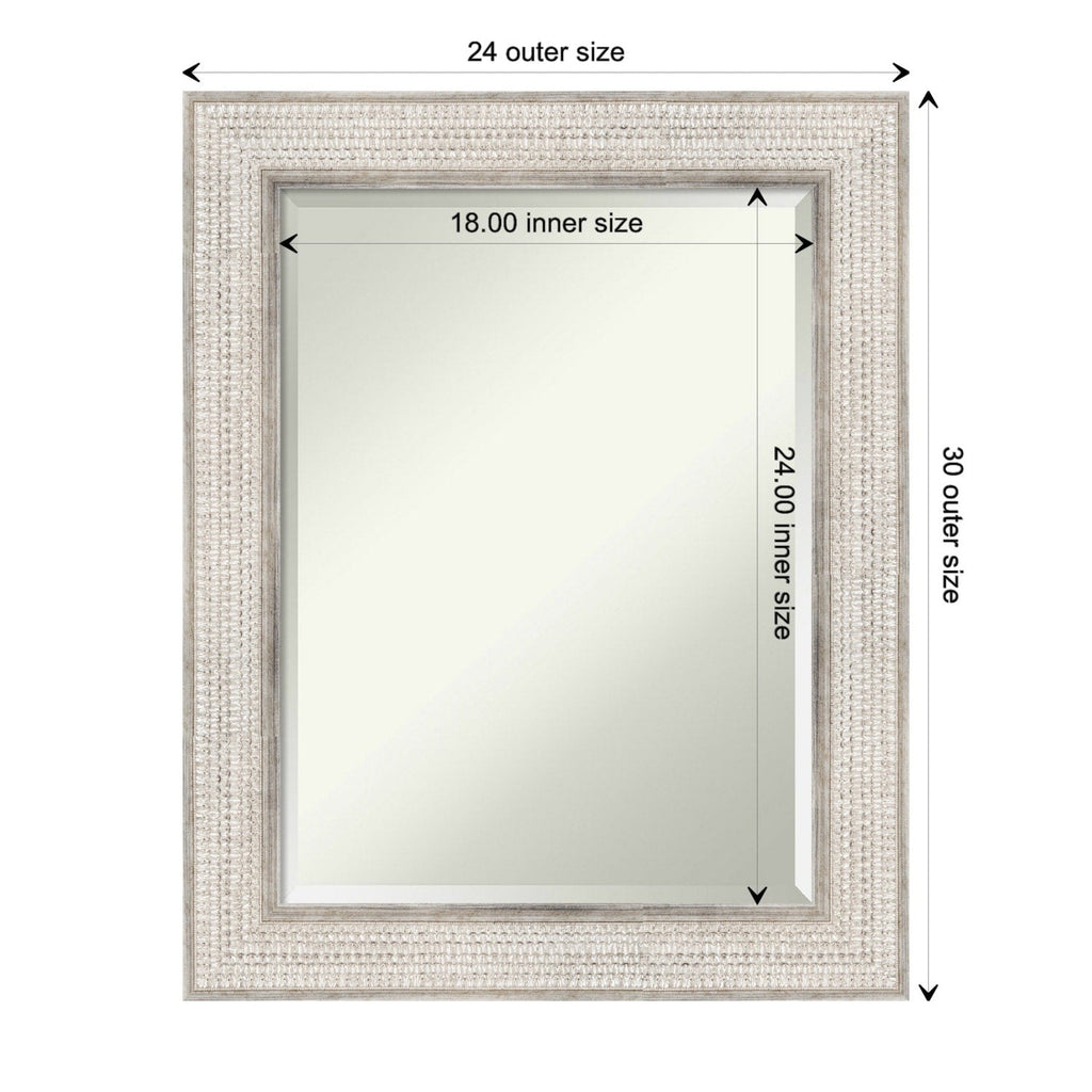 Beveled Wood Bathroom Wall Mirror - Trellis Silver Frame - Trellis Silver