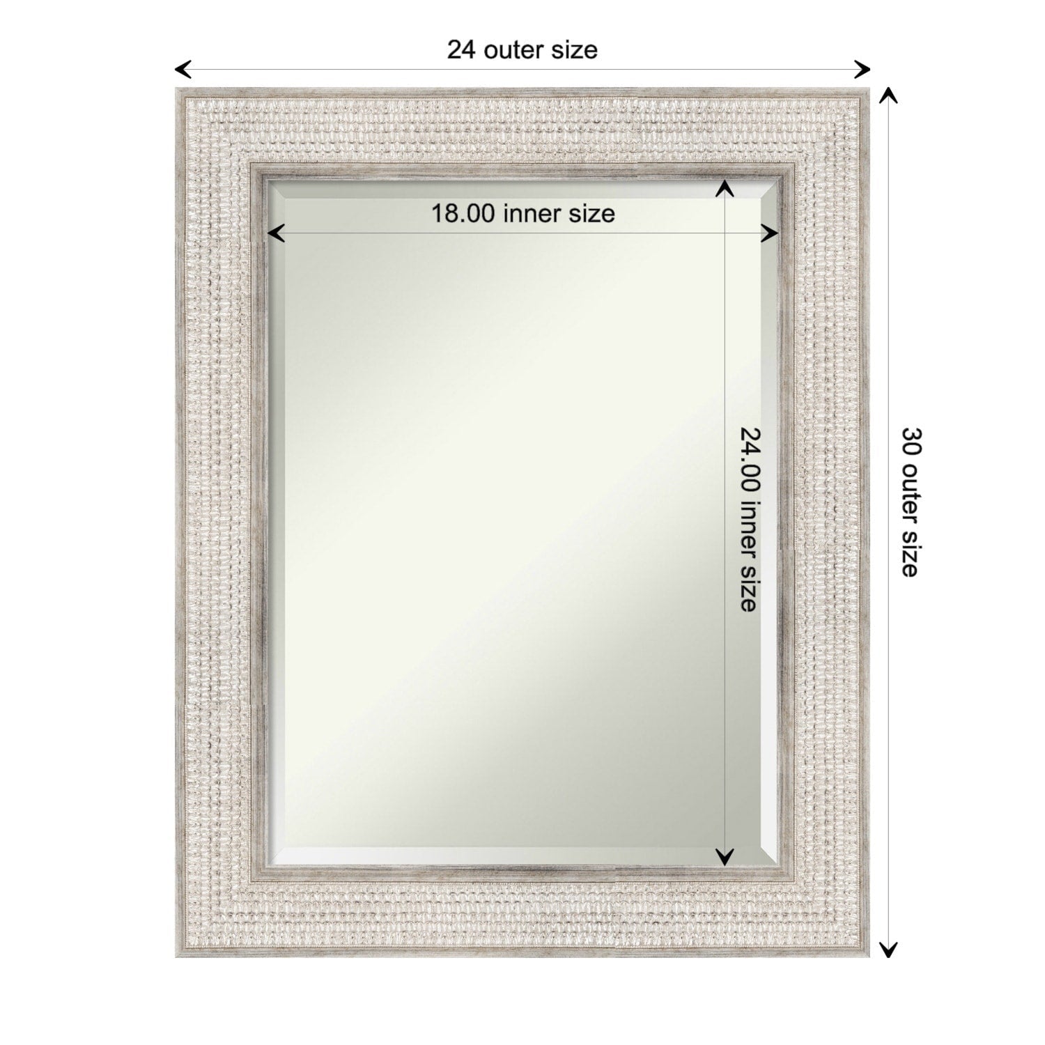 Beveled Wood Bathroom Wall Mirror - Trellis Silver Frame - Trellis Silver