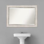 Beveled Wood Bathroom Wall Mirror - Trellis Silver Frame - Trellis Silver