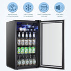 Beverage Refrigerator Cooler - 120 Can Mini Fridge Glass Door