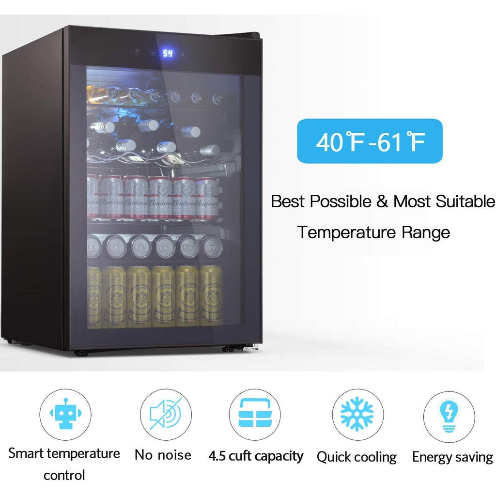 4.4cu.f Wine Cooler with LED Lights and Touch Buttons, Removable Shelves, Less Than 38dB