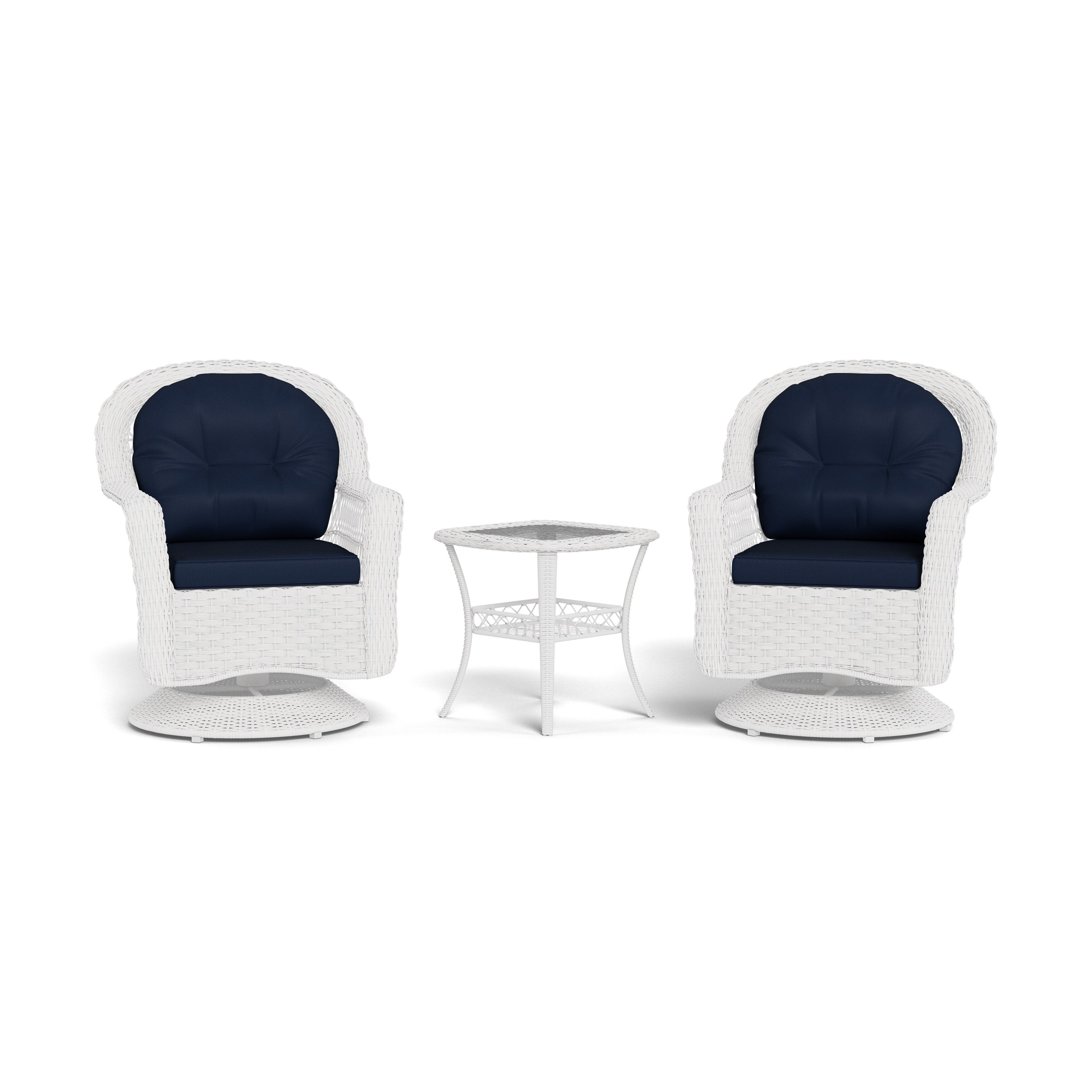 Biloxi Outdoor WhiteOutdoor Wicker Swivel Glider Patio Set (3-Piece)