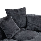 Black Oversized 42.52 Chenille Lazy Bean Bag Single Sofa with Three Pillows for Bedroom