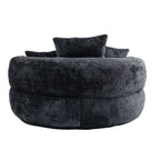 Black Oversized 42.52 Chenille Lazy Bean Bag Single Sofa with Three Pillows for Bedroom