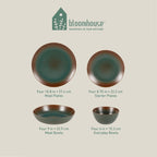 Bloomhouse Palermo Sun 16 Piece Double Bowl Stoneware Reactive Glaze Plates and Bowls Dinnerware Set