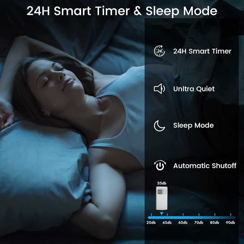 Bossin 8000BTU (Ashrae), 5000BTU（SACC) 3-in-1 Portable Air Conditioners with Remote Control,Quiet Room Portable AC Cooler - 880v