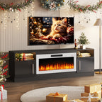 Bossin 70 Fireplace TV Stand with 36 Electric Fireplace, TV Stand for TVs Up to 80, 16 Colors LED Lights/Entertainment Center