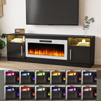 Bossin 70 Fireplace TV Stand with 36 Electric Fireplace, TV Stand for TVs Up to 80, 16 Colors LED Lights/Entertainment Center