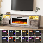 Bossin 70 Fireplace TV Stand with 36 Electric Fireplace, TV Stand for TVs Up to 80, 16 Colors LED Lights/Entertainment Center