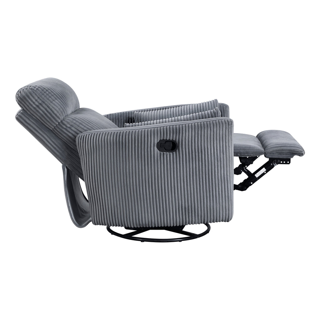 Braidy Corduroy Swivel Glider Manual Reclining Chair