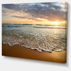Bright Cloudy Sunset in Calm Ocean - Contemporary Seascape Art Canvas