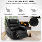 Brown Manual Recliner with 8-Point Massage, Heated Function, and Sturdy Frame for Living Room Comfort