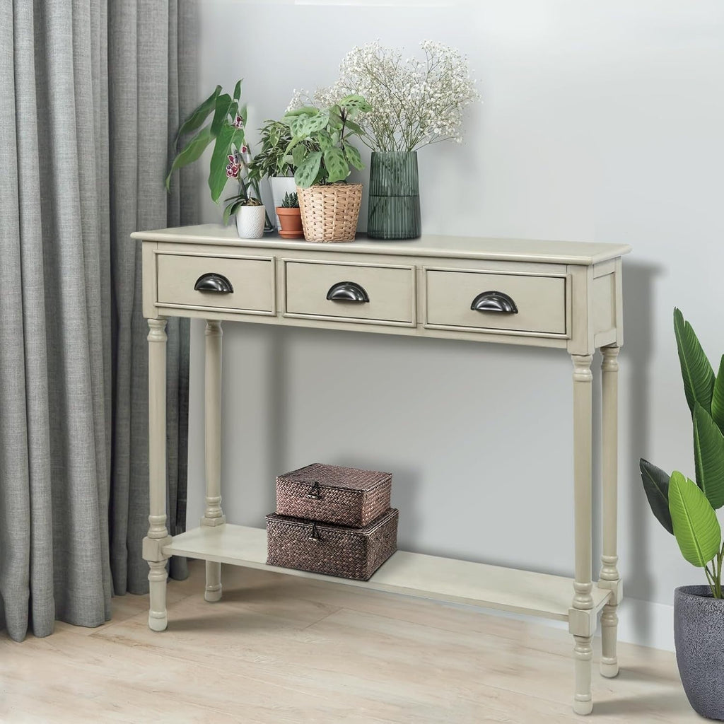 Burlington Wood 3-drawer Console Hallway Table