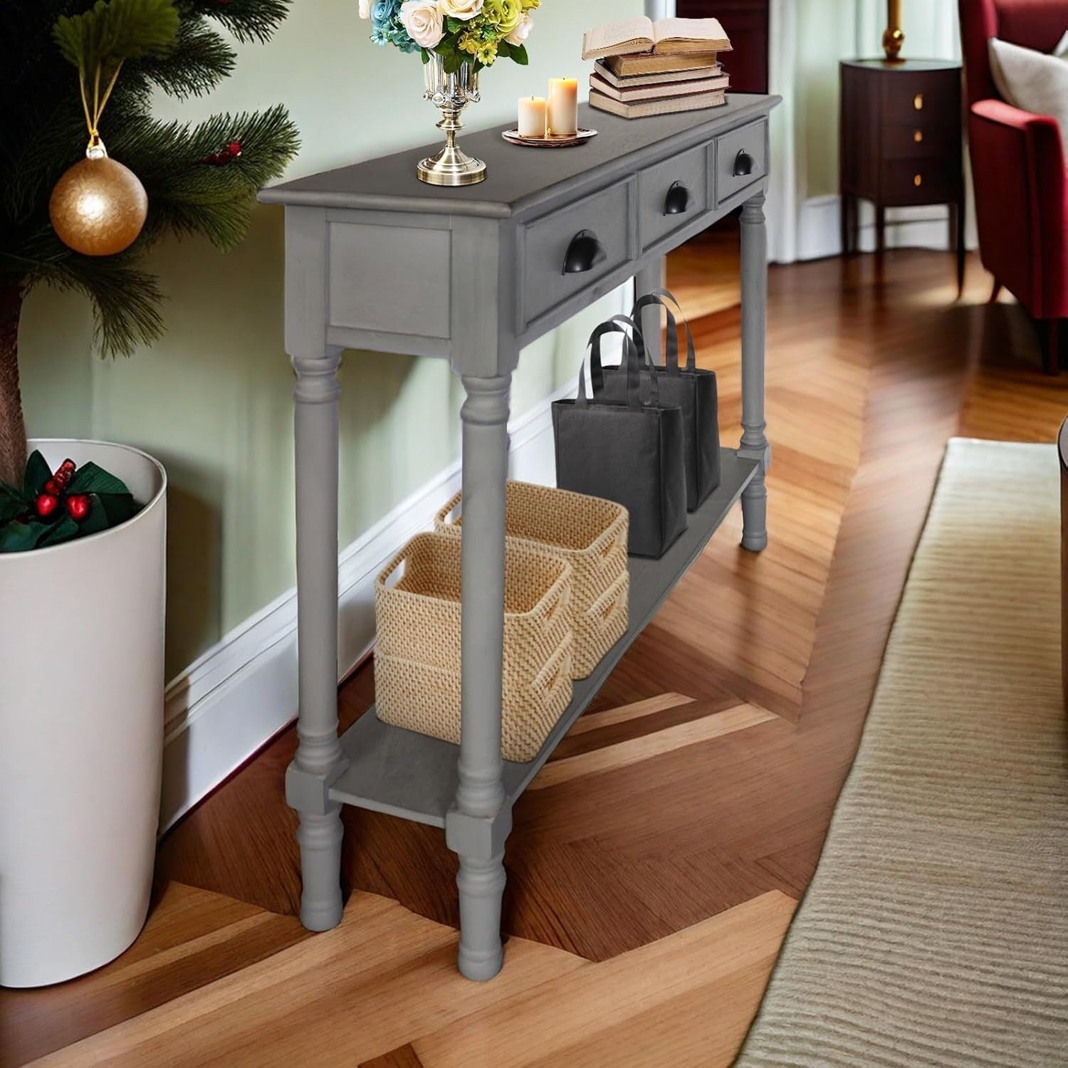 Burlington Wood 3-drawer Console Hallway Table