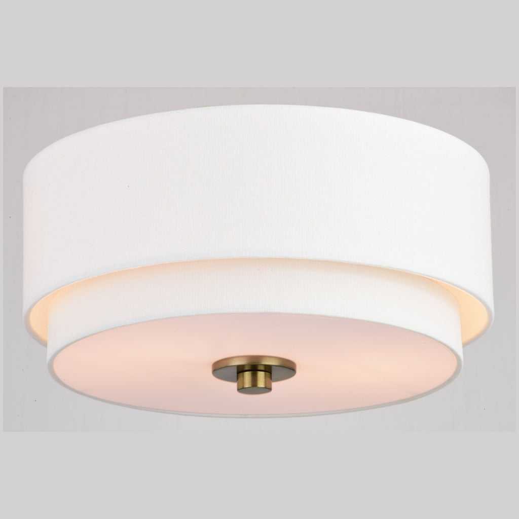 Burnaby Mid-Century Modern Ceiling Mount Light White Linen Drum Shade