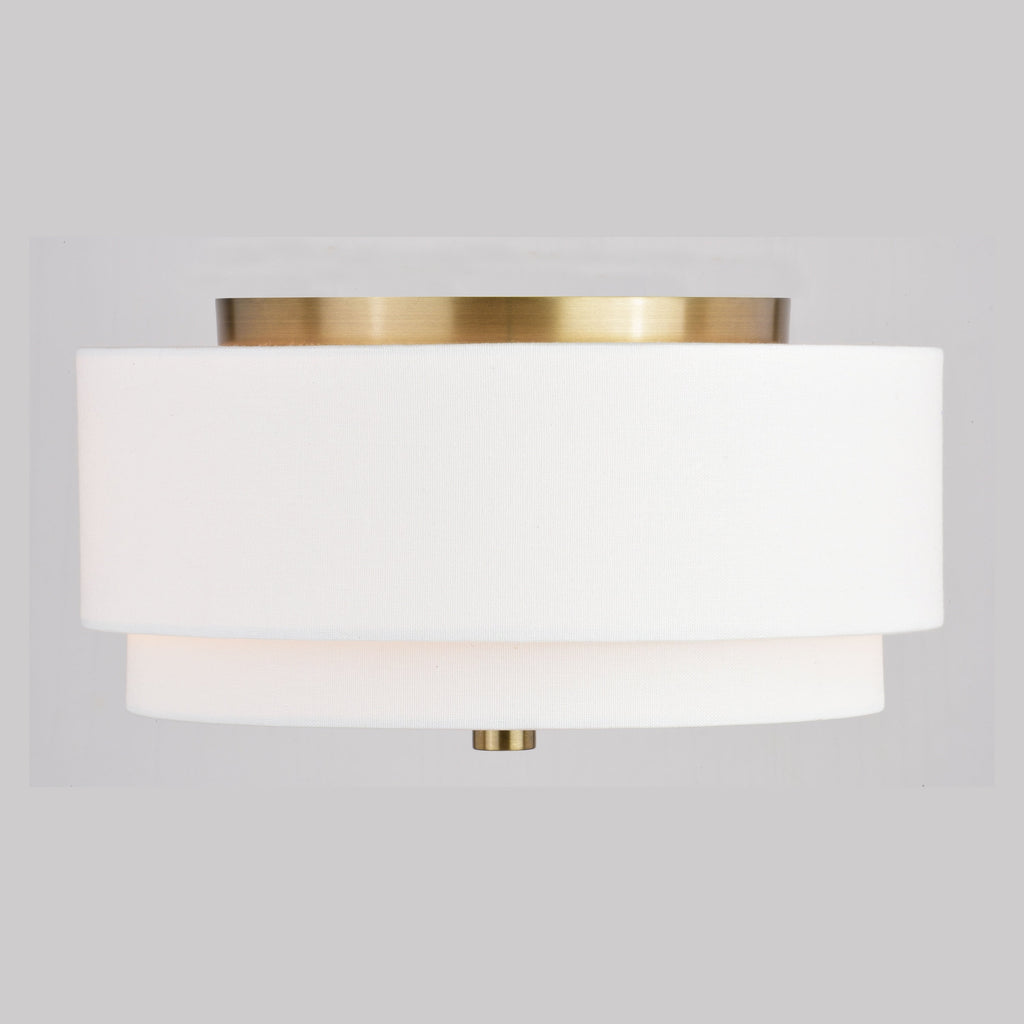 Burnaby Mid-Century Modern Ceiling Mount Light White Linen Drum Shade