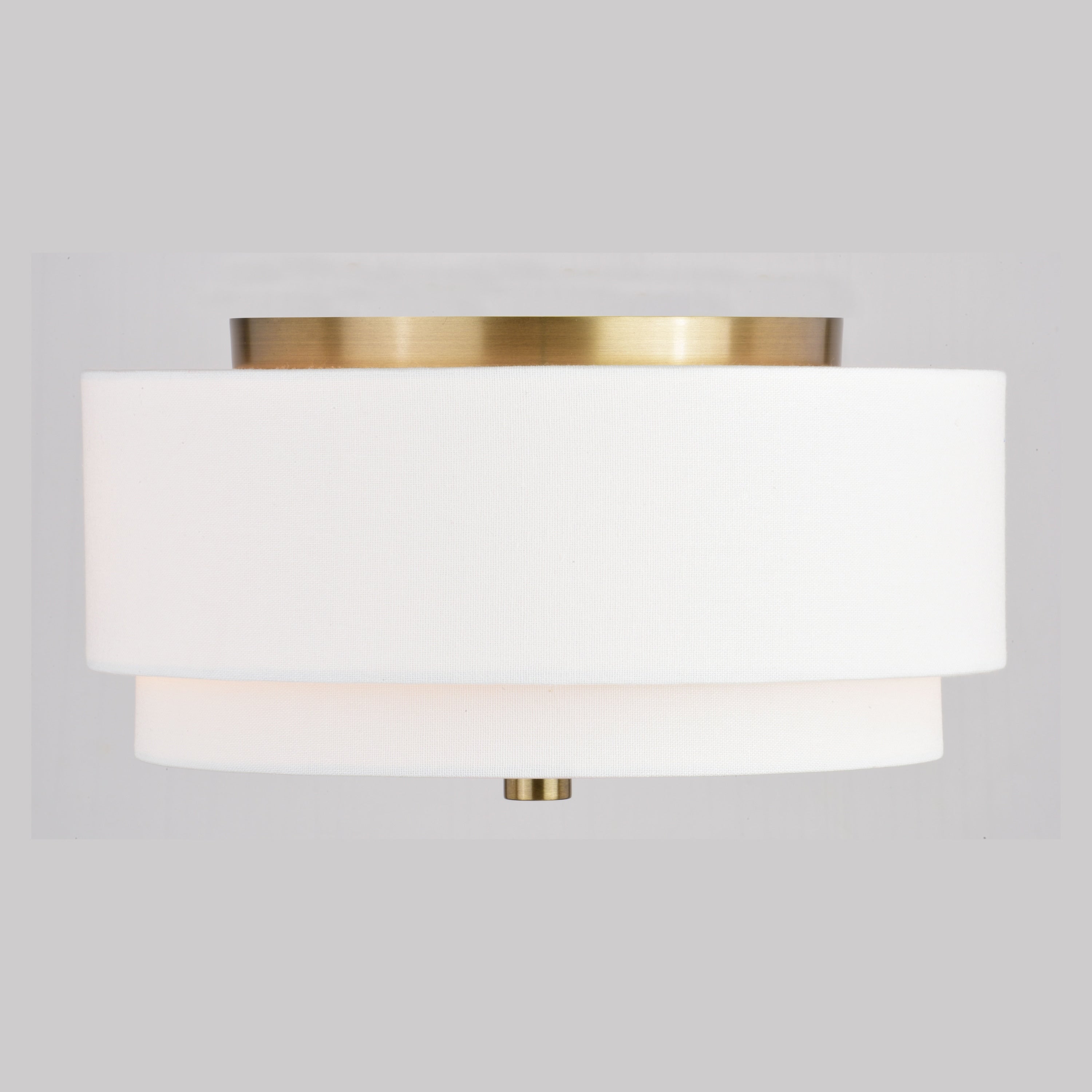 Burnaby Mid-Century Modern Ceiling Mount Light White Linen Drum Shade