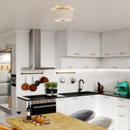 Burnaby Mid-Century Modern Ceiling Mount Light White Linen Drum Shade