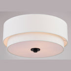 Burnaby Mid-Century Modern Ceiling Mount Light White Linen Drum Shade