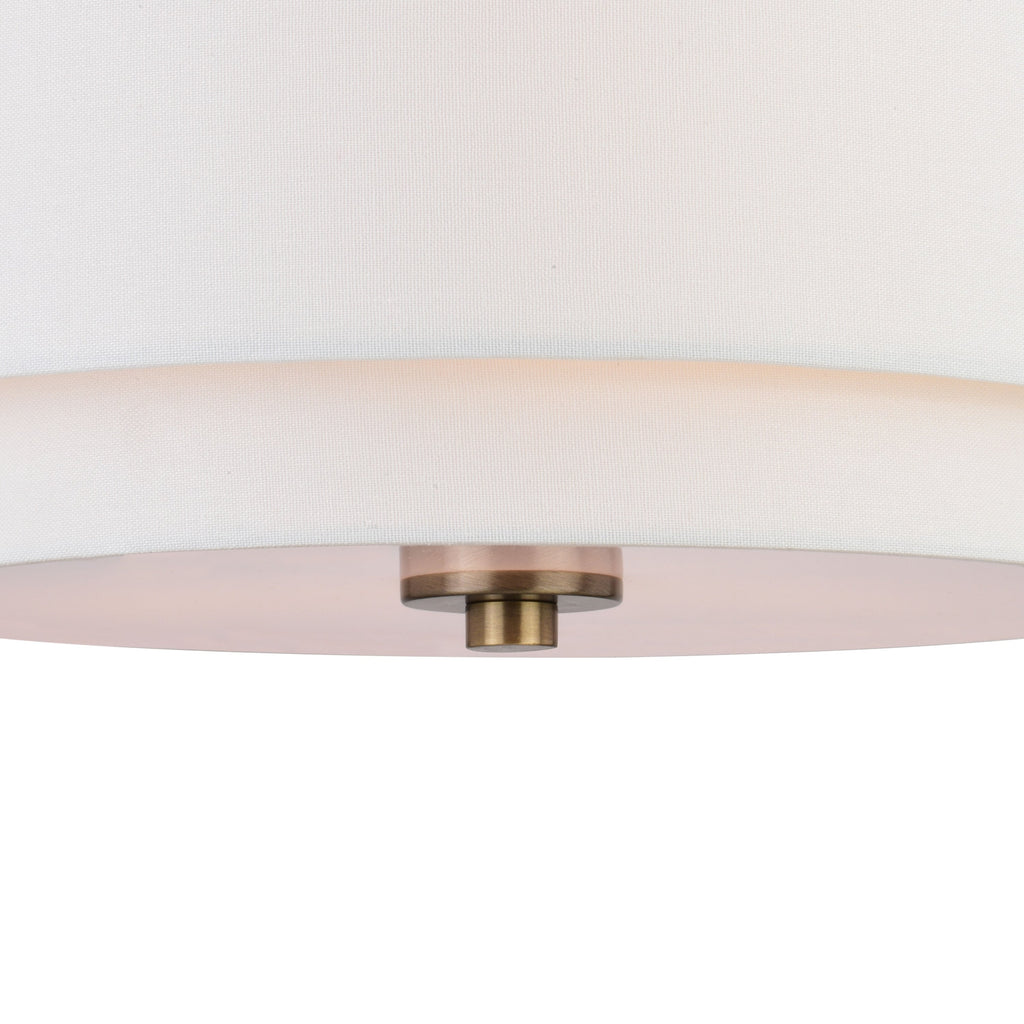 Burnaby Mid-Century Modern Ceiling Mount Light White Linen Drum Shade