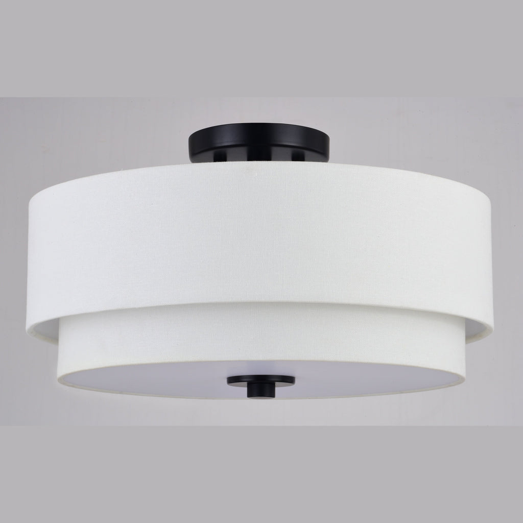 Burnaby Mid-Century Modern Ceiling Mount Light White Linen Drum Shade