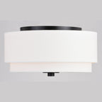 Burnaby Mid-Century Modern Ceiling Mount Light White Linen Drum Shade