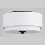 Burnaby Mid-Century Modern Ceiling Mount Light White Linen Drum Shade