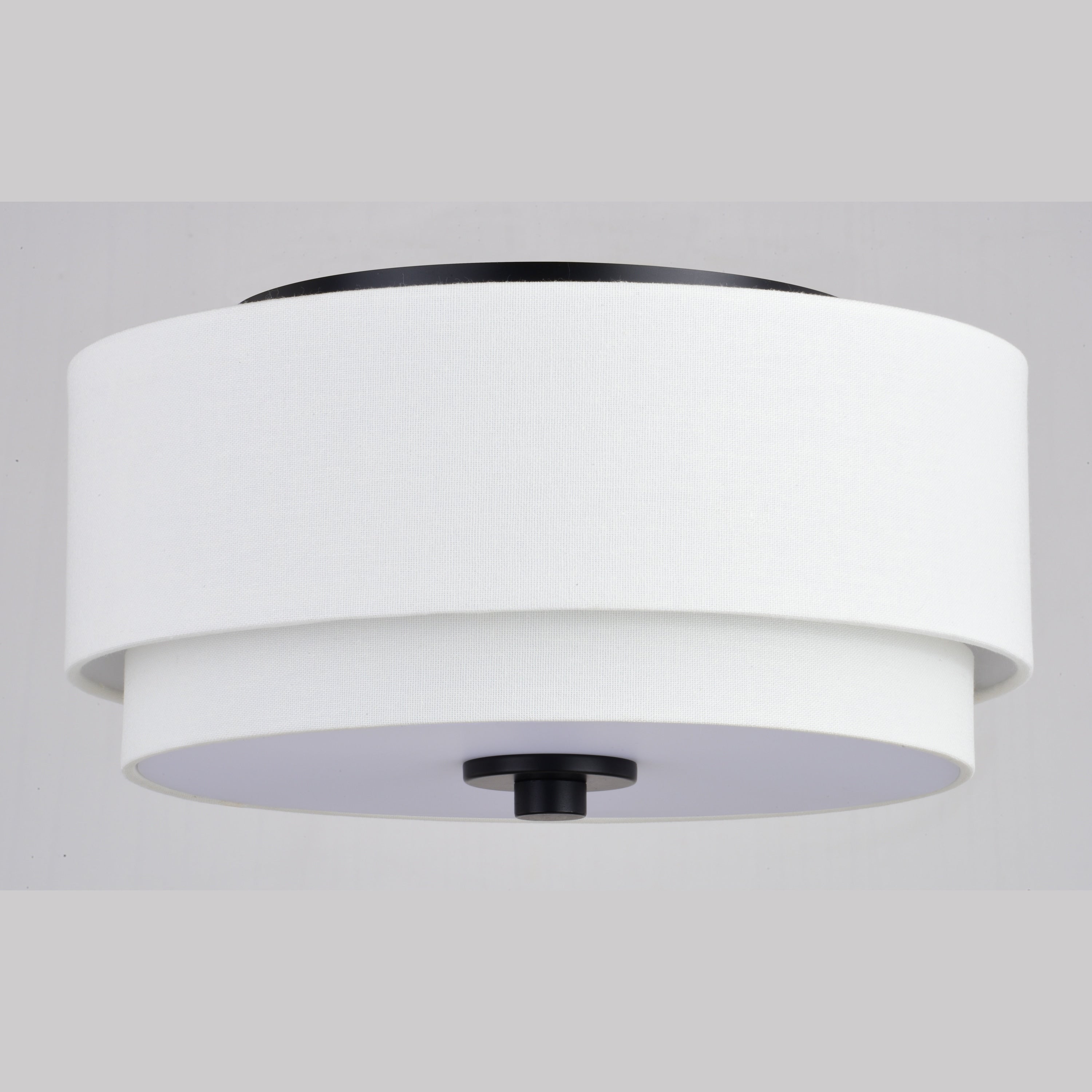 Burnaby Mid-Century Modern Ceiling Mount Light White Linen Drum Shade