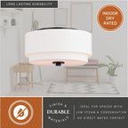 Burnaby Mid-Century Modern Ceiling Mount Light White Linen Drum Shade