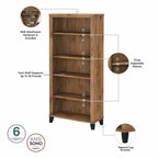 Bush Furniture Somerset Tall 5 Shelf Bookcase with Adjustable Shelves