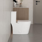 CB HOME 24'' Small Compact One Piece Toilet, Dual Flush Modern Siphon Short Toilet with Soft Closing Seat,16.5''Comfort Height