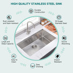 CB HOME 32'' Undermount Gold Kitchen Sink, Drop in Black/Stainless Steel Kitchen Sink, Single Bowl Kitchen Sink with Accessories