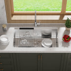 CB HOME 32'' Undermount Gold Kitchen Sink, Drop in Black/Stainless Steel Kitchen Sink, Single Bowl Kitchen Sink with Accessories